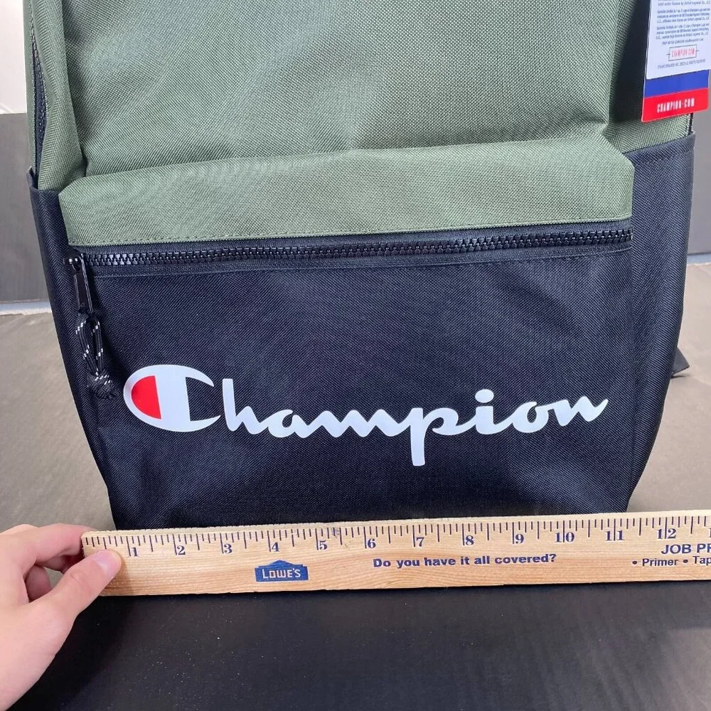 Champion 15” Backpack Black/Green cript Logo,Laptop Sleeve,Padded‎ Straps New